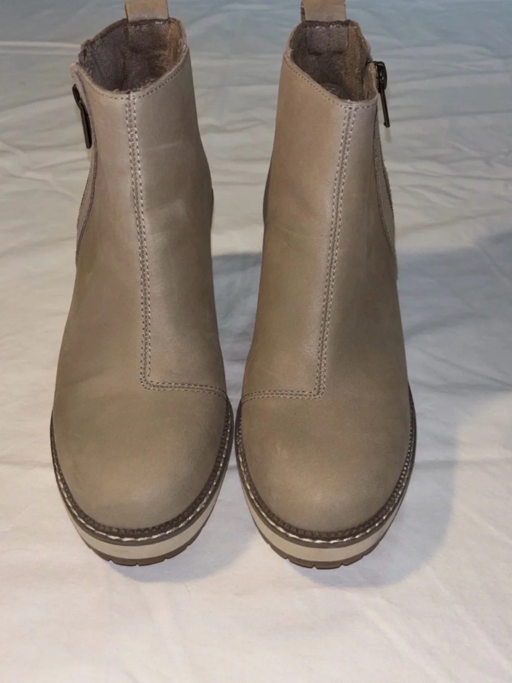 Toms Taupe Wedge Ankle Booties